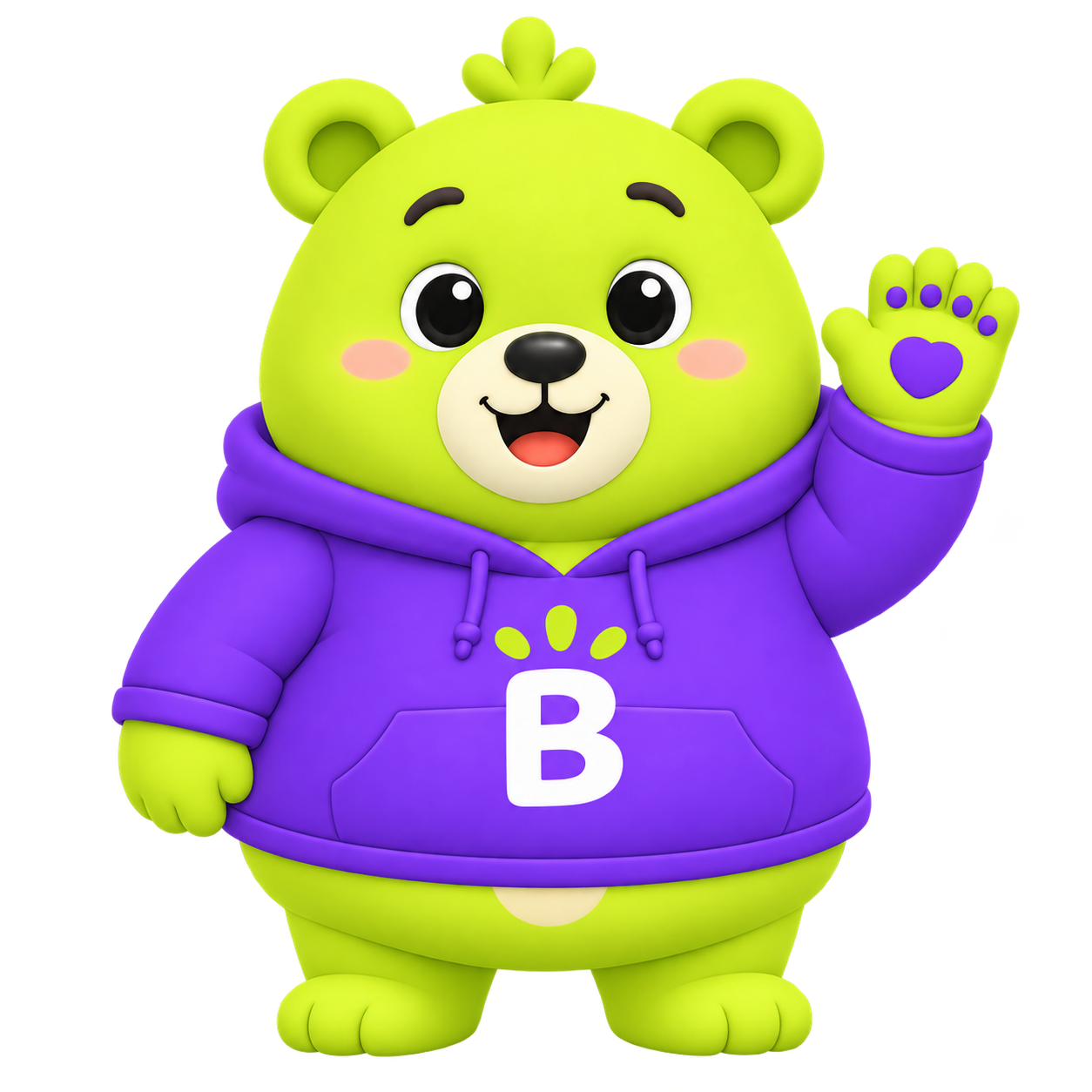 Bubba the Bubbabubbles mascot waving hello